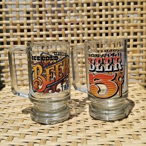 Vintage Ice Cold Beer Glass Stein Mug Set of Two